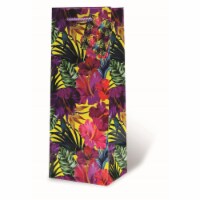 Wrap-Art 17994 Hibiscus Printed Papper Bag with Plastic Rope Handle