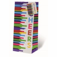 Wrap-Art 17999 1.75 Litre Bottled Cheer Printed Papper Bag with Plastic Rope Handle