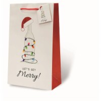 Wrap-Art 18001 2-Bottle Lets Get Merry Printed Papper Bag with Plastic Rope Handle