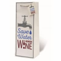 Wrap-Art 18007 Save Water Drink Wine Printed Papper Bag with Plastic Rope Handle