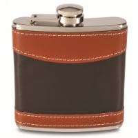 Wrap-Art 26481 6 oz Stainless Steel Flask with Fabric & Faux Leather Mixed Brown