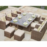 Direct Wicker PAD-3234-Brown 11 Piece Outdoor PE Rattan Wicker Patio Dining Table Set, Brown