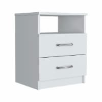 Salento Nightstand, Two Drawers, One Shelf, Superior Top, White
