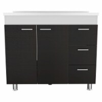 Depot E-Shop DE-MIW6764 Rushville Base Double Door Cabinet & Three Drawers, White & Black