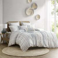 Gracie Mills Cotton Printed Comforter Set with Chenille Navy Full/Queen