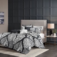 Gracie Mills 6 Piece Printed Duvet Cover Set - GRACE-3134 Black Full/Queen