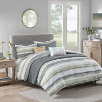 Gracie Mills 8 Piece Printed Seersucker Comforter and Quilt Set Collection Yellow Full/Queen