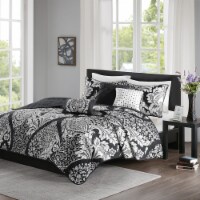 Gracie Mills 6 Piece Printed Cotton Quilt Set with Throw Pillows Black Full/Queen
