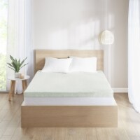 Gracie Mills 3 Green Tea Foam Topper with Cooling Removable Cover Green Queen