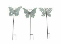 Set of 3 Galvanized Metal Butterfly Garden Stakes Patio Yard Art Outdoor Decor
