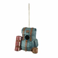 Resin Blue Backpack Novelty Birdhouse Outdoor Backyard Nesting Bird Garden Decor