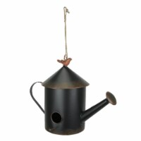 Metal Watering Can Hanging Bird House Rust Finish Outdoor Garden Decor Yard Art
