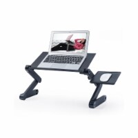 RAINBEAN Adjustable and Foldable Portable Laptop Stand with Mouse Pad in Black