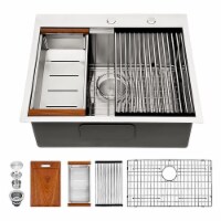 Sarlai STS2522R1-1 25 Inch Drop In Kitchen Sink Workstation, Stainless Steal