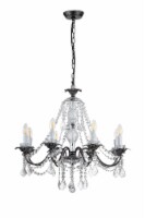 Eudora 8-Light Antique Black Candle Style Crystal Chandelier