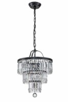 Belle 5-Light Antique Black Tiered Chandelier with Hand Cut Crystal