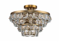 Adeline 9-Light Gold Faceted Semi-Flush Mount Crystal Chandelier