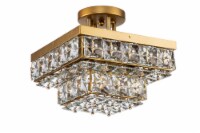 Adeline 4-Light Gold Faceted Semi-Flush Mount Crystal Chandelier