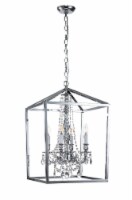 Alena 4-Light Chrome Farmhouse Crystal Foyer Lantern Chandelier