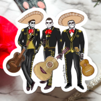 Dia De Los Muertos Mariachi Band - Vinyl Sticker Or Magnet - 3.25x3in