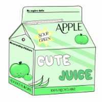 Cute Juice - Green Sour Apple Flavor - Vinyl Sticker Or Magnet - 3.2x3.in - Kawaii