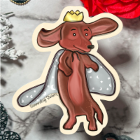 Dauchshund Caped King - 3.25x3in - Vinyl Sticker Or Magnet - Dia De Los Muertos