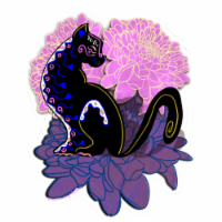 Day Of Dead Floral Black Cat - 3.5x3in- Vinyl Sticker Or Magnet - Dia De Los Muertos