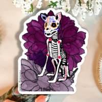 Day Of Dead Floral Dog - 3.25x3in - Vinyl Sticker Or Magnet - Dia De Los Muertos