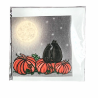 Mini Greeting Card - Wildflower Seeded - Halloween Night - Pumpkin Patch Black Cat Friends