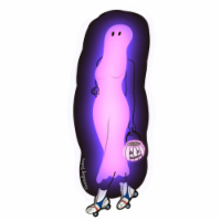 Roller Skate Ghost Girl - Trick Or Treat Pumpkin - Vinyl Sticker Or Magnet 4x1.65in
