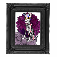 Framed Mini Print - Dia De Los Muertos - Skeletal Dog - 4x3.5 in Frame -