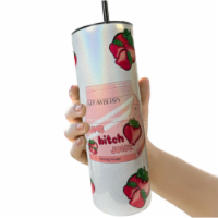 20oz Tumbler - Pink Strawberry - Dumb Bitch Juice - Kawaii - Iridescent Sparkle