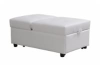 Caskey Convertible Ottoman Sleeper Bed Chair, White Vinyl