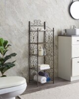 Edgeware 5 Tier Freestanding Bathroom Spacesaver Rack, Pewter Metal