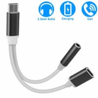 USB Type C to 3.5mm Aux Audio Charging Adapter TPE Metal Shell Black