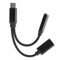 USB Type C to 3.5mm Aux Audio Charging Adapter Braided TPE Metal Shell Black