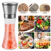 Stainless Steel Salt Pepper Grinder Tall Glass Sea Salt & Pepper Mill Shaker with Adjustable