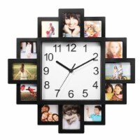 Photo Frame Clock Picture Collage 12-Picture Display Wall Clock Photowall Wall Hanging Home