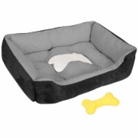 Pet Dog Bed Soft Warm Fleece Puppy Cat Bed Dog Cozy Nest Sofa Bed Cushion Mat S Size Black S