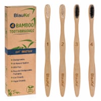 Bamboo Toothbrush Set 4-Pack - Eco-Friendly Wooden Toothbrushes with Soft Bristles for Adults