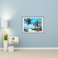 VWAQ 3D Beach Wall Decals Palm Tree Wall Sticker Peel and Stick Mural - NW17