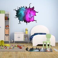 VWAQ Outer Space Wall Crack Galaxy Nebula Peel & Stick Removable Wall Decal - WC10