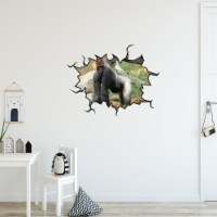 VWAQ Gorilla Wall Crack Decal Peel & Stick Silverback Gorilla Wall Art Decor - WC29