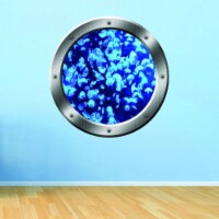 VWAQ Underwater Jellyfish Silver Porthole Peel and Stick Vinyl Wall Decal - SP28