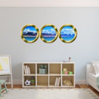 VWAQ Cruise Ship Mountain View Gold Window Porthole Wall Decals - GPW10