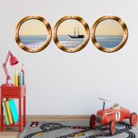 VWAQ Cruise Ship Bronze Window Porthole Peel & Stick Wall Decals - BPW6