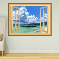 Beach Front Window Frame Peel and Stick Vinyl Wall Decal