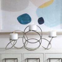 Uttermost Kiernan Modern Steel Metal Ring Candleholder in Polished Nickel