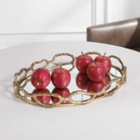 212 Main 17837 22.625 L x 17.25 W x 7.375 T in. Cable Chain Gold Leaf Mirrored Decorative Tra