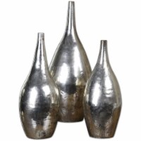 Uttermost Rajata Contemporary Metal Vases in Silver (Set of 3)